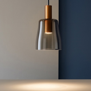 Lampada oro led 7w 3000k a sospensione vetro fume