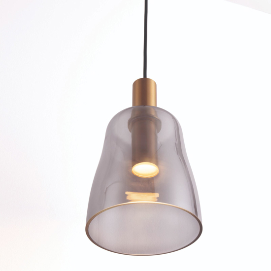 Lampada oro led 7w 3000k a sospensione vetro fume