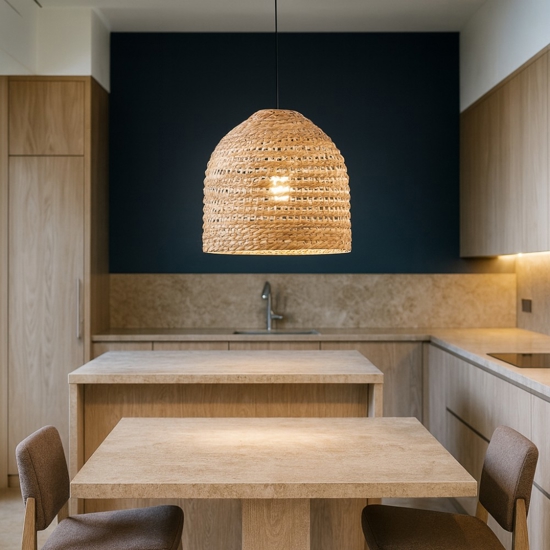 Lampadario da cucina rustica campana di giacinto legno essiccato