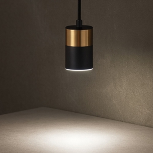 Visualizza i dettagli per Lampada a sospensione cilindro nero oro pendente comodino Lampada a sospensione cilindro nero oro pendente comodino
