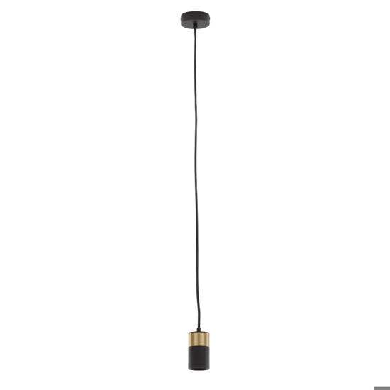 Lampada a sospensione cilindro nero oro pendente comodino Lampada a sospensione cilindro nero oro pendente comodino