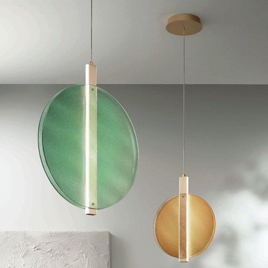 Juis pc verde ondaluce lampada led a sospensione in vetro Juis pc verde ondaluce lampada led a sospensione in vetro