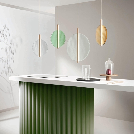 Juis pc verde ondaluce lampada led a sospensione in vetro Juis pc verde ondaluce lampada led a sospensione in vetro