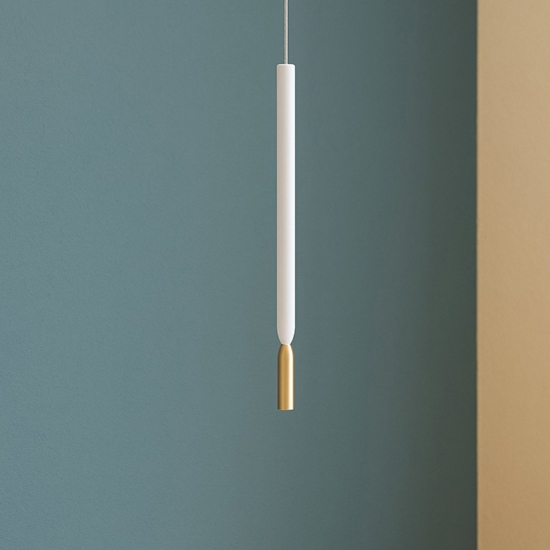 Lampada a sospensione led isola cucina ondaluce so tubic bianco e oro