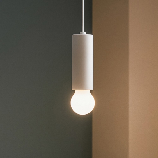 Linea light birba lampada a sospensione e27 bianca cilindrica