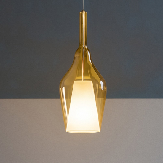 Gea luce lampada a sospensione ofelia in vetro ambra fume' Gea luce lampada a sospensione ofelia in vetro ambra fume'