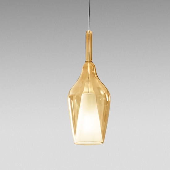 Gea luce lampada a sospensione ofelia in vetro ambra fume' Gea luce lampada a sospensione ofelia in vetro ambra fume'