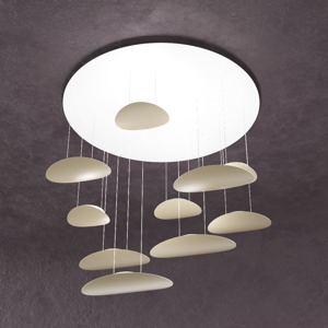 Lampadario moderno per soggiorno 10 luci toplight planet sabbia