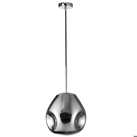 Lampada boccia di vetro a sospensione cromata trasparente