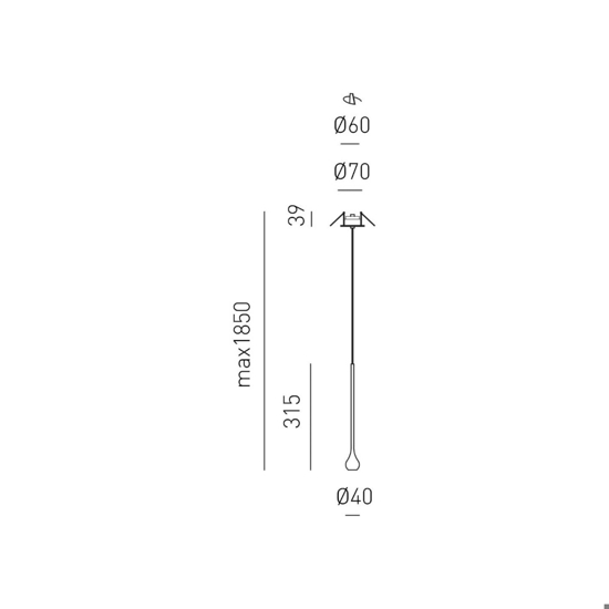 Gea luce ursula lampada a sospensione led 5w 3000k per comodino minimal