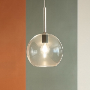 Lampada a sospensione per penisola cucina moderna sfera vetro trasparente