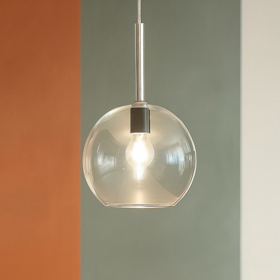 Lampada a sospensione per penisola cucina moderna sfera vetro trasparente