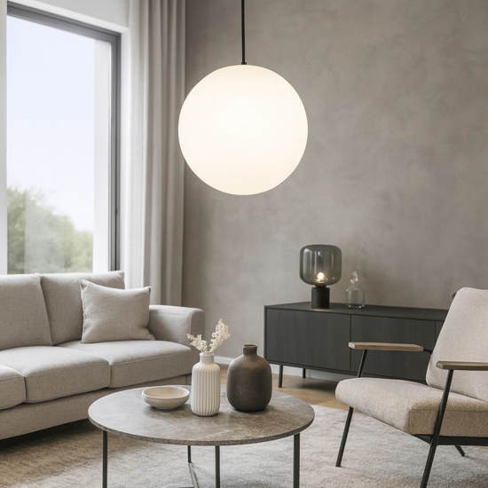 Sole sp1 d50 ideal lux lampadario da cucina boccia sfera bianca