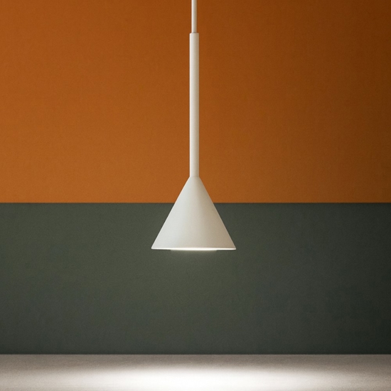 Archimede sp cono sospensione bianca led  3,5w 3000k cavo con decentramento Archimede sp cono sospensione bianca led  3,5w 3000k cavo con decentramento