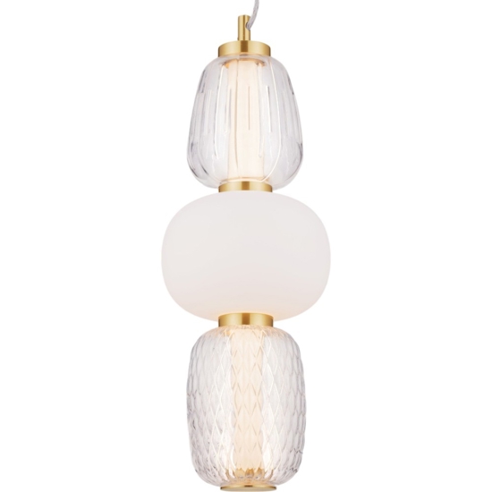 Lampada a sospensione oro con vetri stile contemporaneo