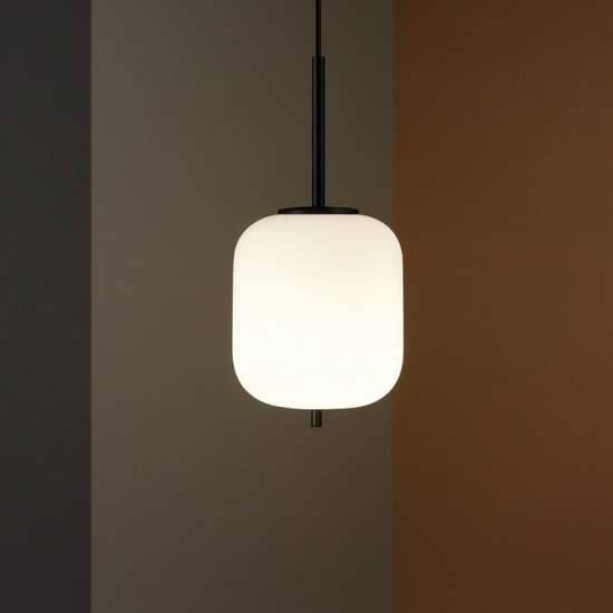 Lampada a sospensione da comodino vetro bianco nera