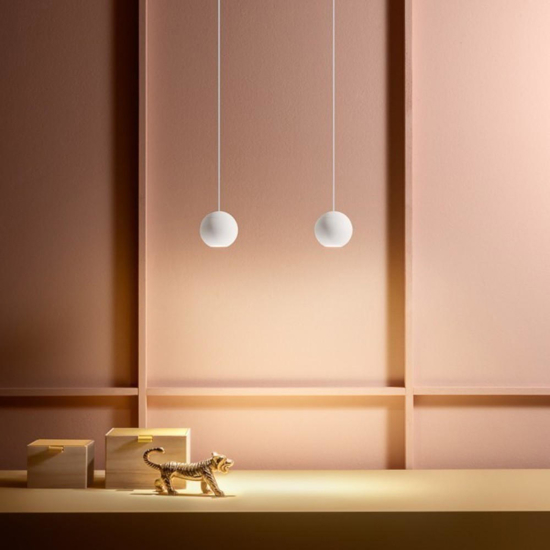 Guya gea luce lampada a sospensione sfera bianca led 3000k Guya gea luce lampada a sospensione sfera bianca led 3000k