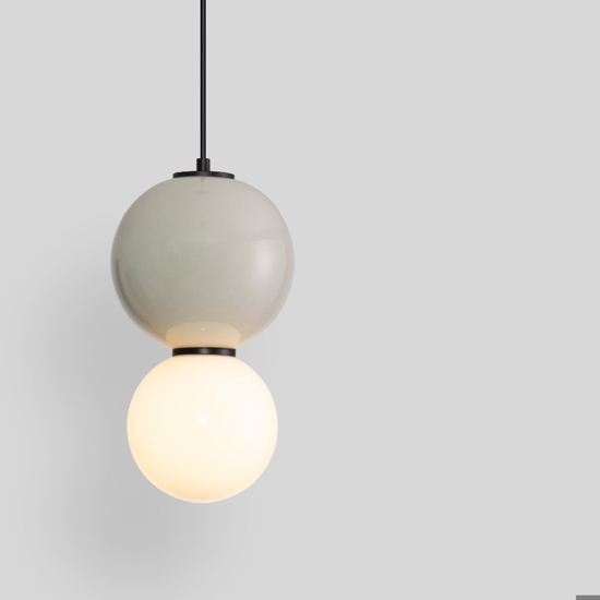 Lampada a sospensione in porcellana e vetro opalino diametro 18cm led 3000k