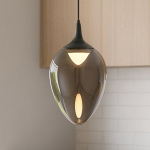 Lampada a sospensione per isola cucina in vetro fume' led 3000k