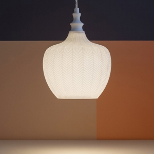 Gea luce cleofe lampada a sospensione da cucina vetro decorato bianco