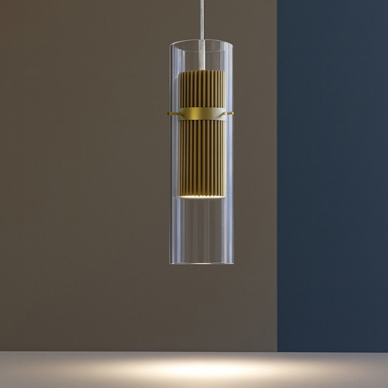 Maytoni dynamics lampada a sospensione cilindrica colore oro