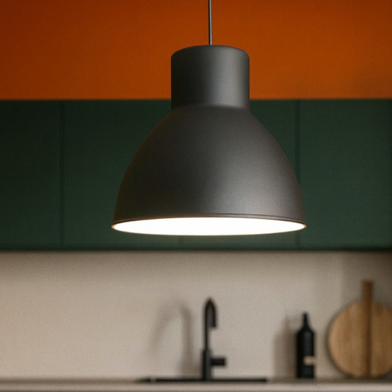Ideal lux metro sp1 lampadario da cucina cupola grigia moderna