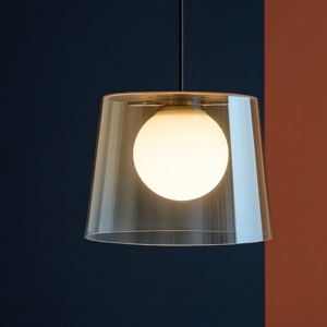 Ideal lux fade sp1 lampada a sospensione cono vetro ambra