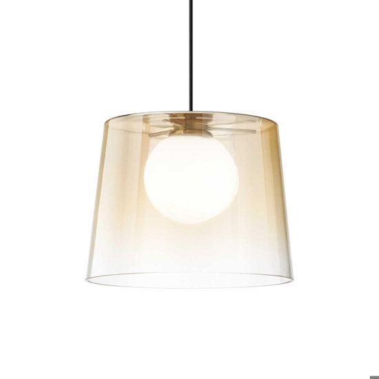 Ideal lux fade sp1 lampada a sospensione cono vetro ambra