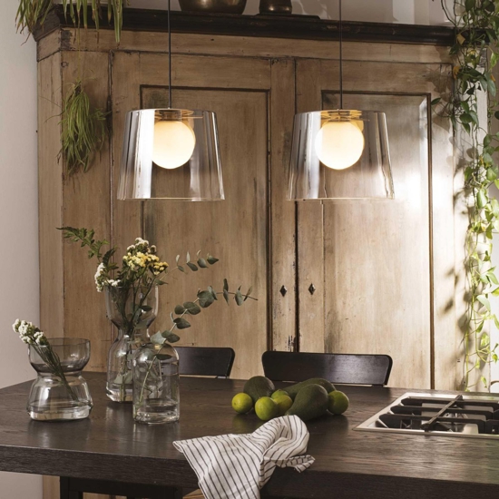 Ideal lux fade sp1 lampada a sospensione cono vetro ambra