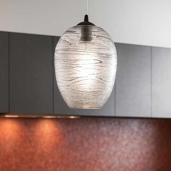 Lampadario da cucina vetro rigato trasparente