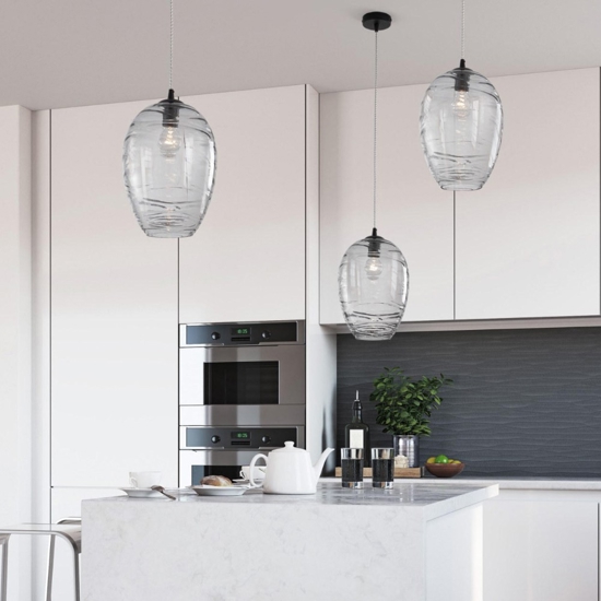 Lampadario da cucina vetro rigato trasparente