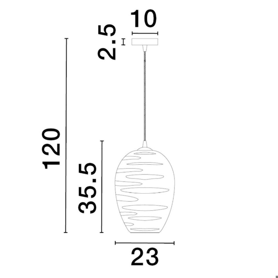 Lampadario da cucina vetro rigato trasparente