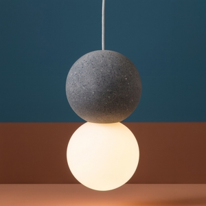 Lampada da comodino per camera da letto sfera di cemento antracite