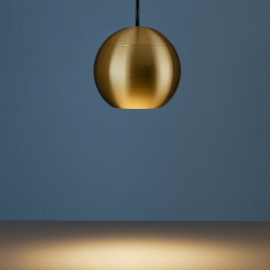 Lampada sfera a sospensione oro satinato da incasso led 3000k gea luce guya Lampada sfera a sospensione oro satinato da incasso led 3000k gea luce guya