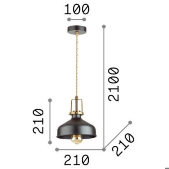 Ideal lux eris-1 sp1 lampada a sospensione vintage nera