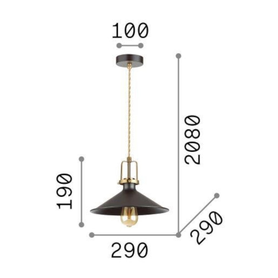 Eris-3 sp1 ideal lux lampadario da cucina nero rustico