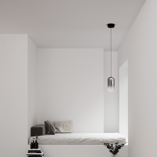 Lampada pendente a sospensione led 3w 3000k vetro fume
