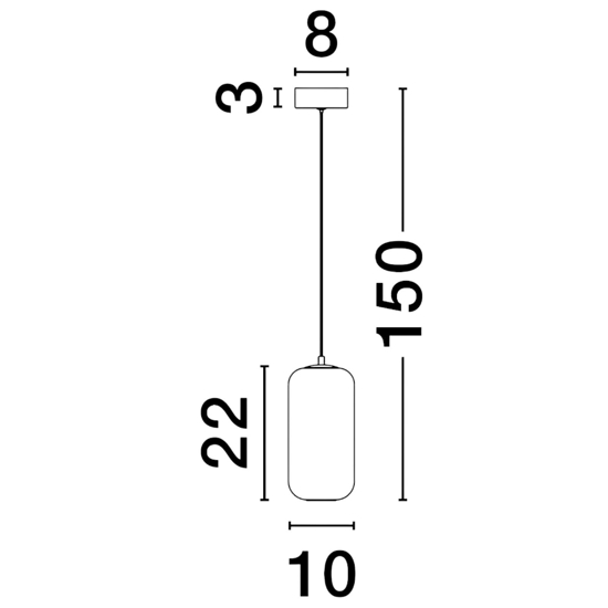 Lampada pendente a sospensione led 3w 3000k vetro fume