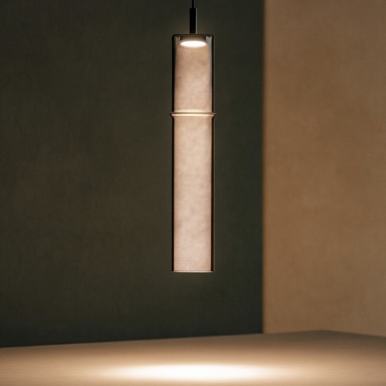 Lampada a sospensione led design moderna vetro caffe per comodino