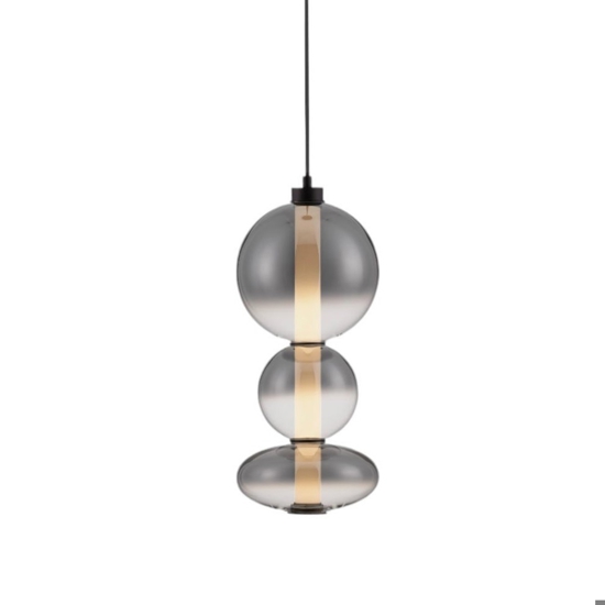 Lampada a sospensione led sfere di vetro fume trasparente