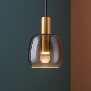 Lampada oro led 7w 3000k a sospensione oro vetro fume