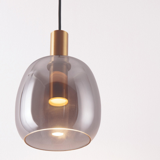 Lampada oro led 7w 3000k a sospensione oro vetro fume