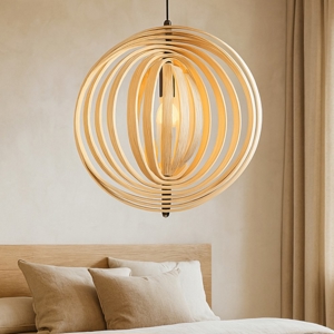 Maytoni roots lampadario per camera da letto orientabile in legno
