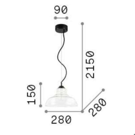 Bistro sp1 plate ideal lux lampada a sospensione vetro trasparente