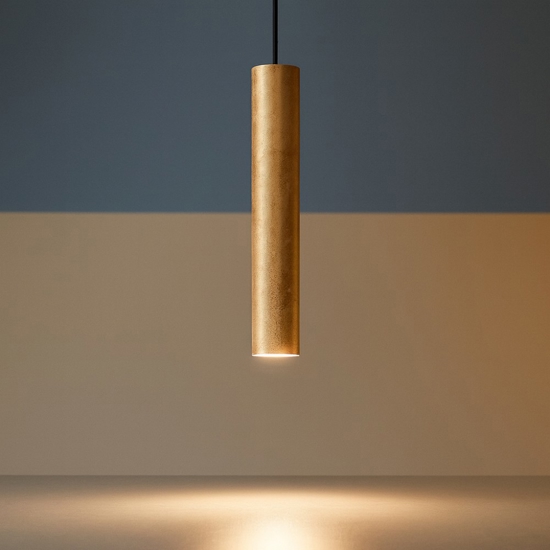 Look sp1 d06 ideal lux lampada a sospensione cilindro foglia oro