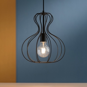 Ideal lux ampolla-1 sp1 nero lampada a sospensione per soggiorno