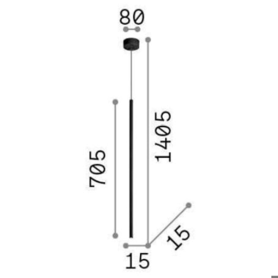 Ideal lux filo sp1 lampada a sospensione led nero 3,5w 70cm