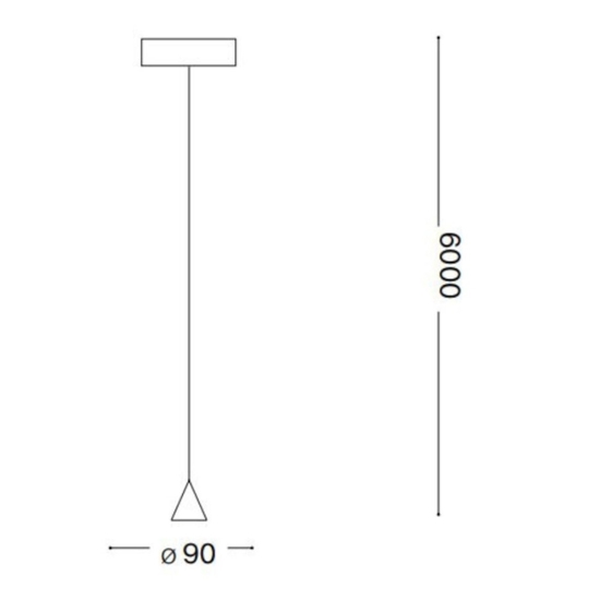 Archimede sp cono lampada a sospensione ideal lux per camera da letto led 3000k nero