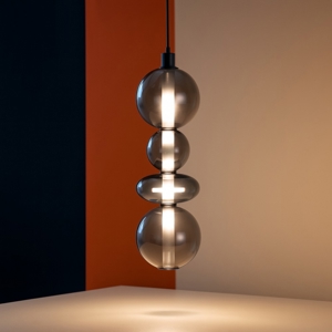 Visualizza i dettagli per Lampada a sospensione moderno led verticale in vetro fume Lampada a sospensione moderno led verticale in vetro fume