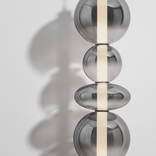 Lampada a sospensione moderno led verticale in vetro fume